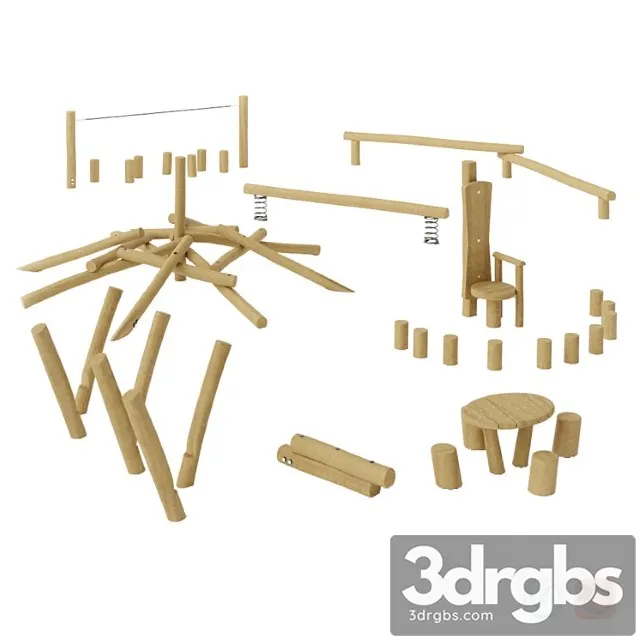 Kompan Equipment from Logs 3D Model Download