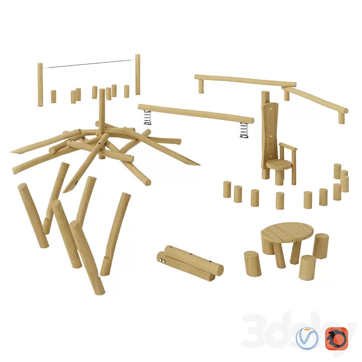 KOMPAN. EQUIPMENT FROM LOGS 3D Model