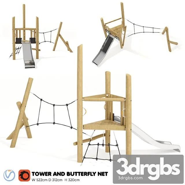 Kompan tower and butterfly net 3D Model Download