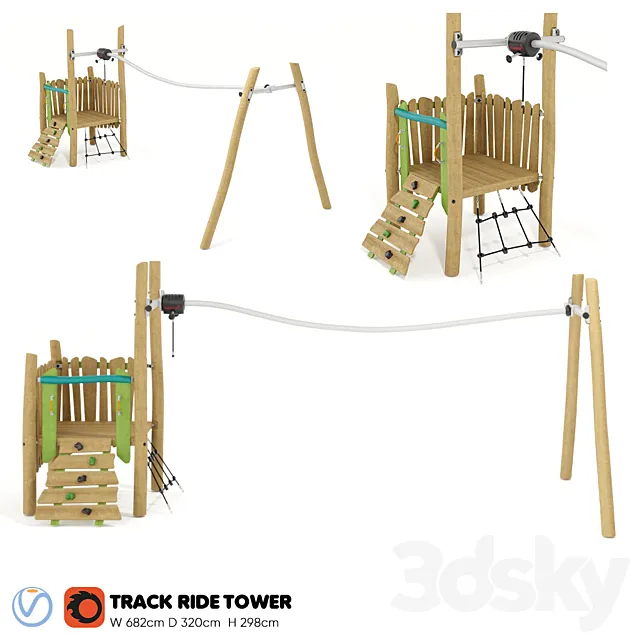 KOMPAN. TOWER WITH A CABLE ROAD 3D Model KOMPAN. TOWER WITH A CABLE ROAD 3D Model