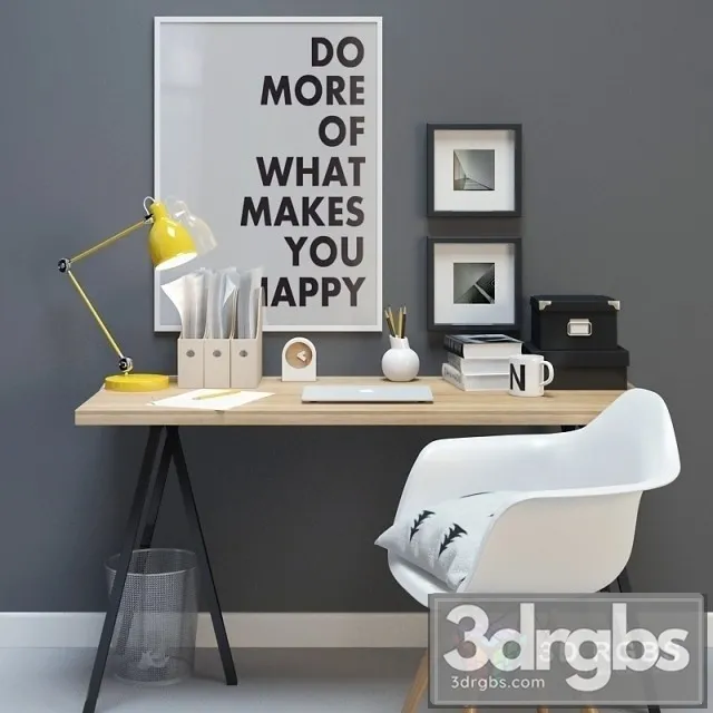 Kompis Magida Desk and Chair 3D Model Download