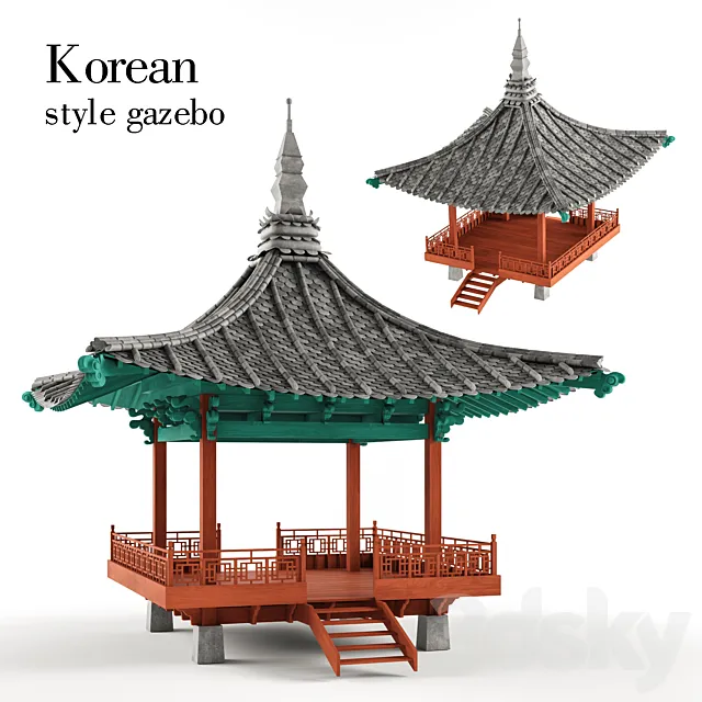 Korean style gazebo 3D Model