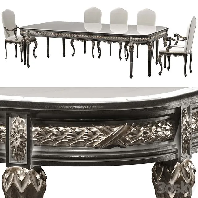 Kosovart victoria dining table and chair 3D Model Kosovart victoria dining table and chair 3D Model