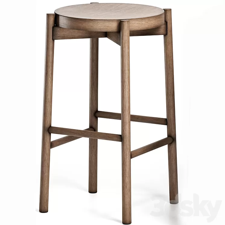 Kotan High Stool Wood by Conde House 3D Model Kotan High Stool Wood by Conde House 3D Model