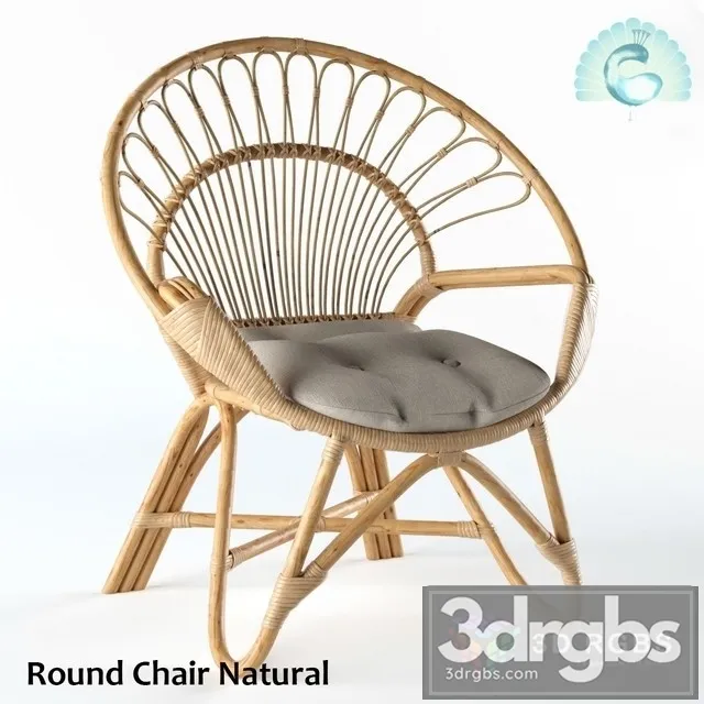 Kouboo Armchair Round Rattan Loop Armhair 3D Model Download