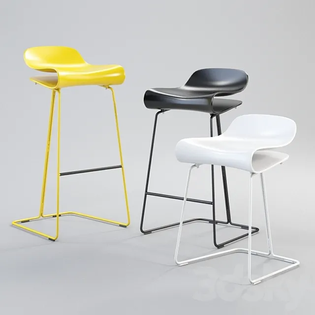 KRISTALIA BCN Slide Base Bar Chair 3D Model