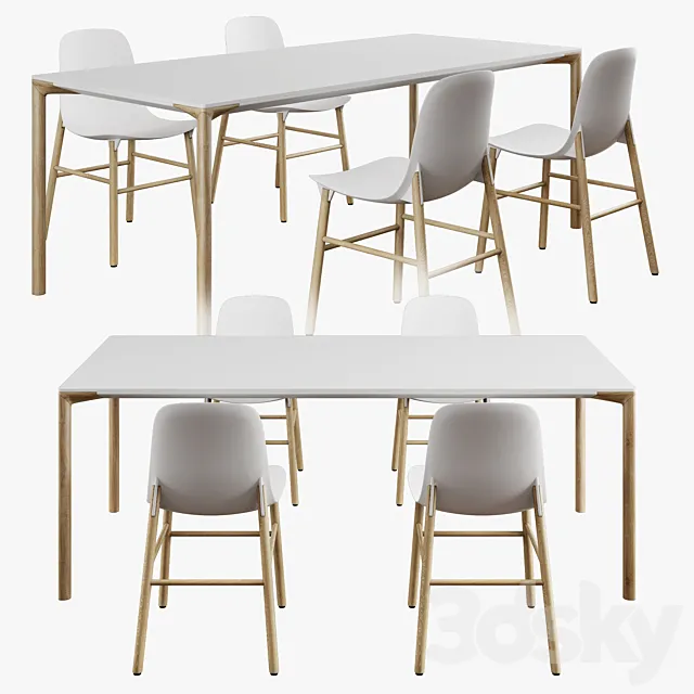 Kristalia set 003 boiacca wood + sharky 3DModel Kristalia set 003 boiacca wood + sharky 3DModel