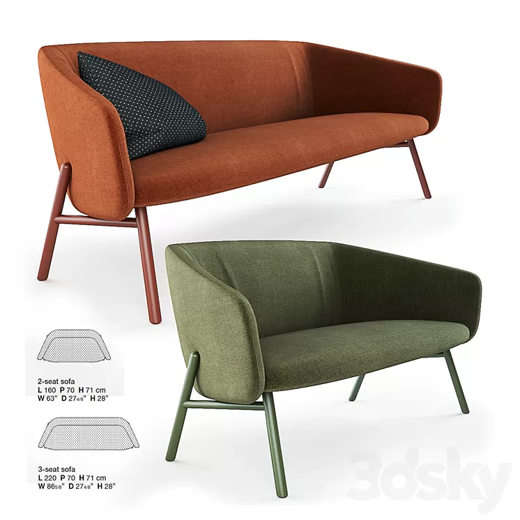 Kristalia Tuile sofa 3D Model