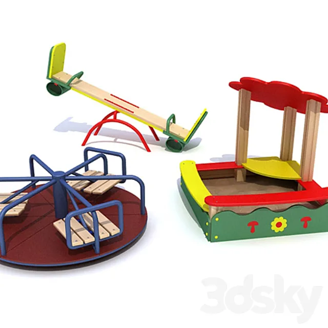 Ksil sandbox. turntables. rocking chair 3DModel Ksil sandbox. turntables. rocking chair 3DModel