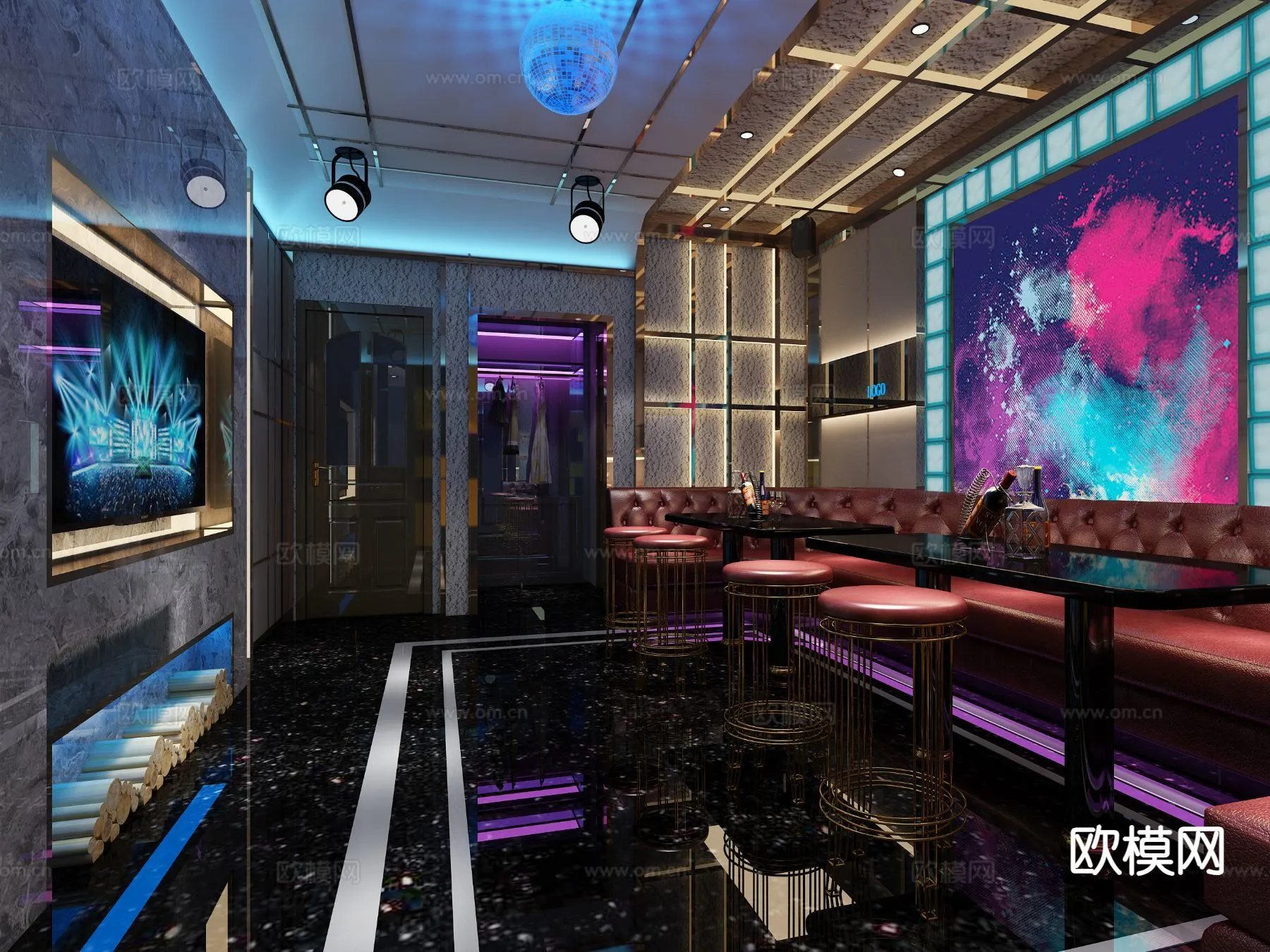 KTV Interior 3D Models – Karaoke – 041 – VRAY Render