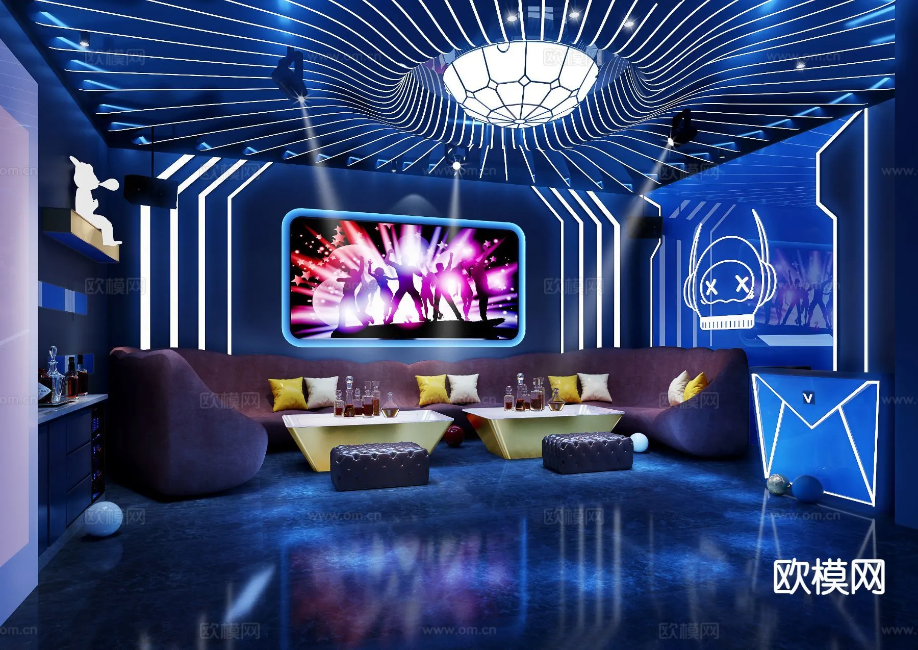 KTV Interior 3D Models – Karaoke – 042 – VRAY Render