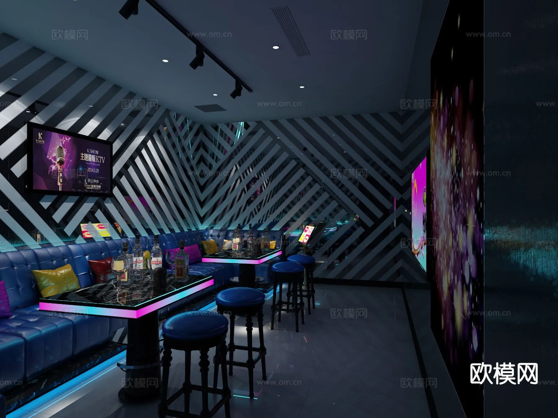 KTV Interior 3D Models – Karaoke – 083 – VRAY Render