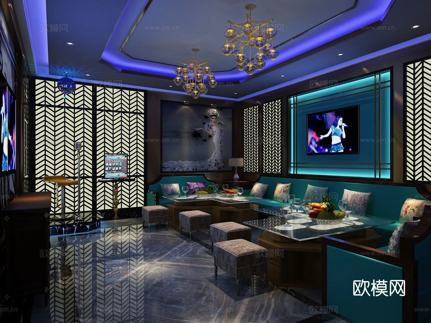 KTV Interior 3D Models – Karaoke – 085 – VRAY Render