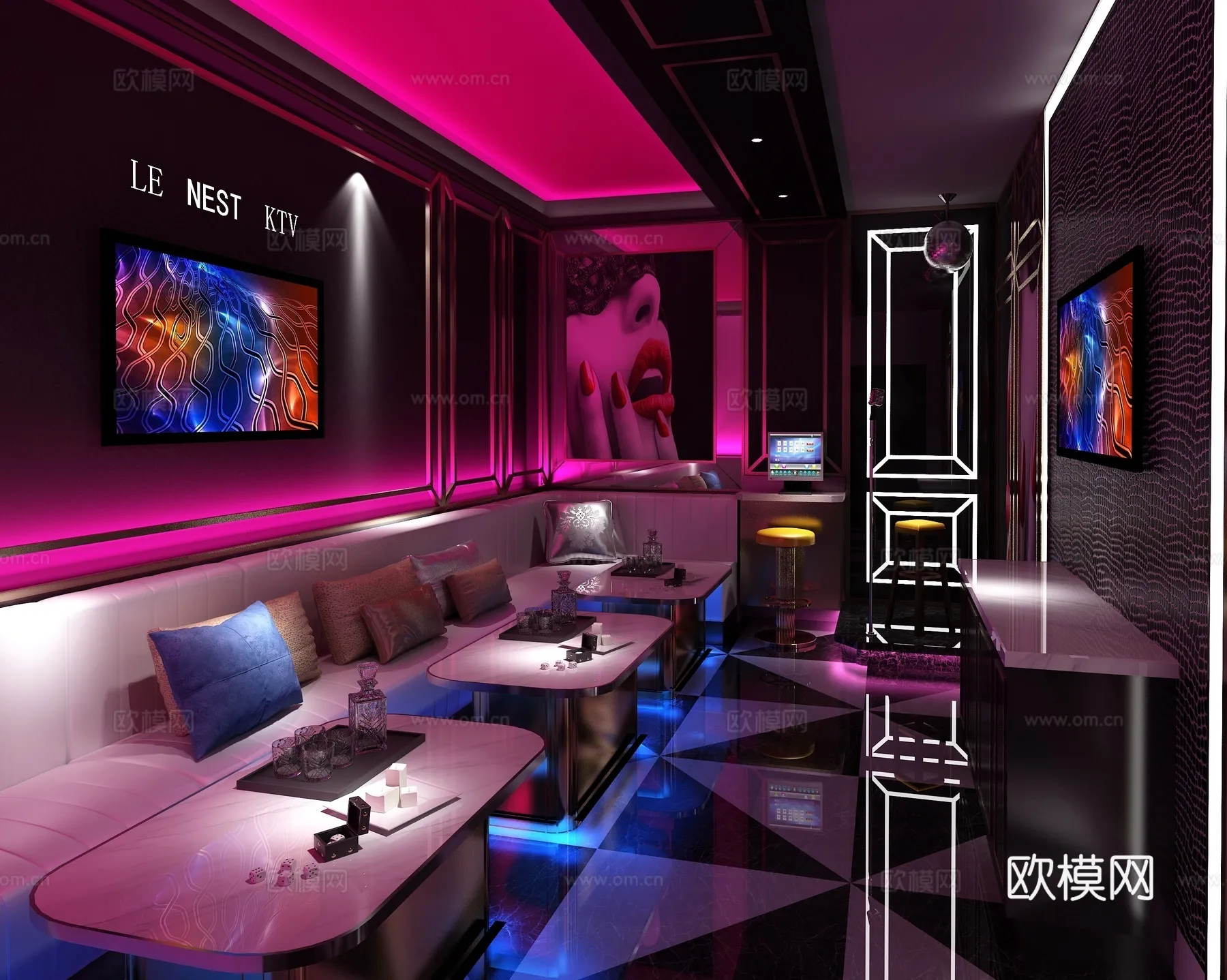 KTV Interior 3D Models – Karaoke – 090 – VRAY Render