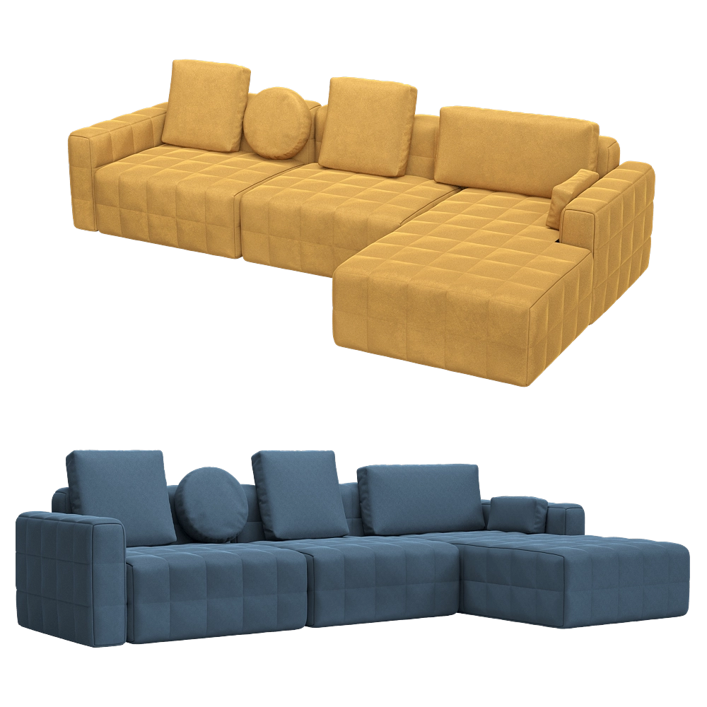KULT – 4-seater fixed sofa with a daybed Block 3D Model KULT – 4-seater fixed sofa with a daybed Block 3D Model