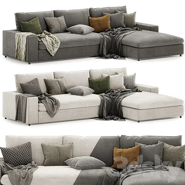 L Shaped Sectional Sofa Right Hand 3D Model L Shaped Sectional Sofa Right Hand 3D Model