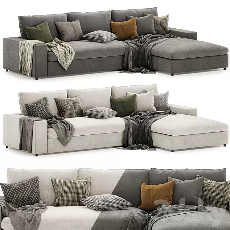L Shaped Sectional Sofa Right Hand 3D Model L Shaped Sectional Sofa Right Hand 3D Model