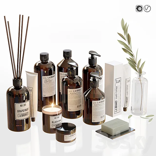 LA Bruket decor set for bathroom 3D Model