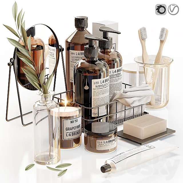 LA Bruket decor set for bathroom black 3DModel