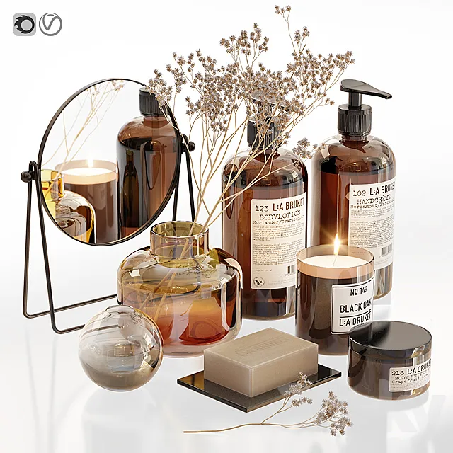 LA Bruket decor set for bathroom with dry flowers 3DModel