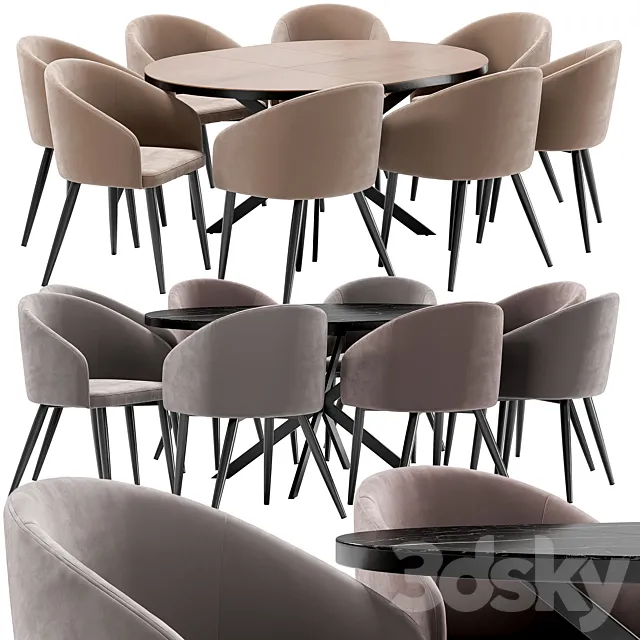 La fontain dining chair and Astra table 3D Model La fontain dining chair and Astra table 3D Model