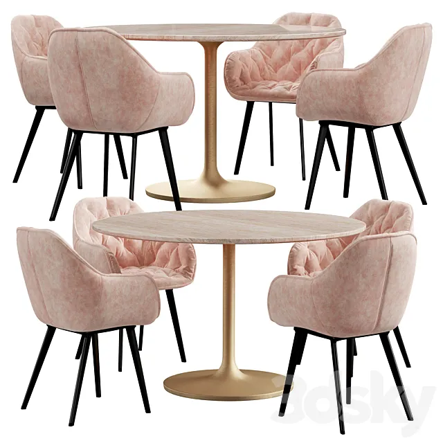 La forma & Crate & Barrel Nero dining set 3D Model