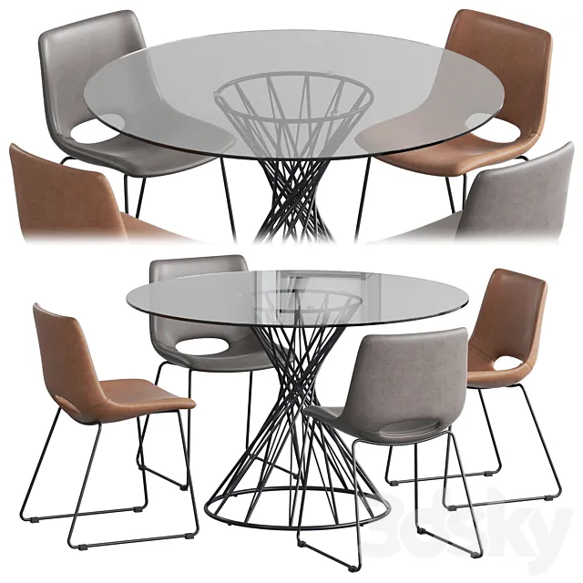 La Forma Niut table Ziggy chair 3D Model