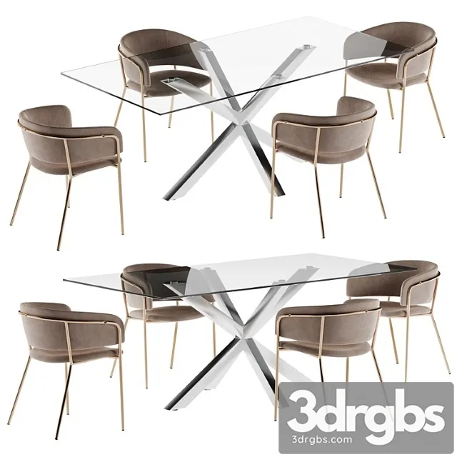 La forma table arya & konnie chair dining set 2 2 3D Model Download