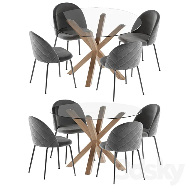 La forma table Arya & Mystere chair dining set 3 3D Model