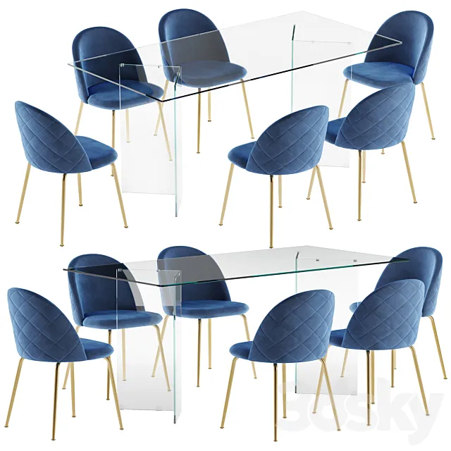 La forma table Burano & Mystere chair dining set 1 3D Model