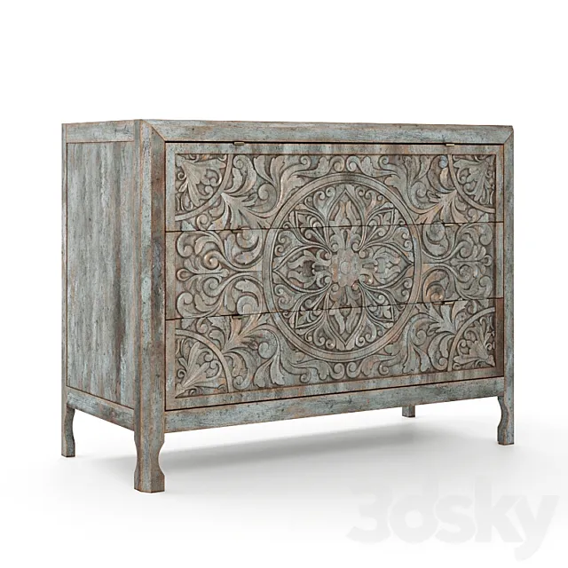 La Grange Lockhart Three-Drawer Accent Chest 3D Model La Grange Lockhart Three-Drawer Accent Chest 3D Model