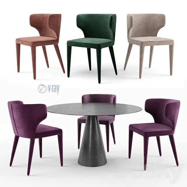 La Redoute. AM.PM. Favinie Chair. Mayra table. 3DModel