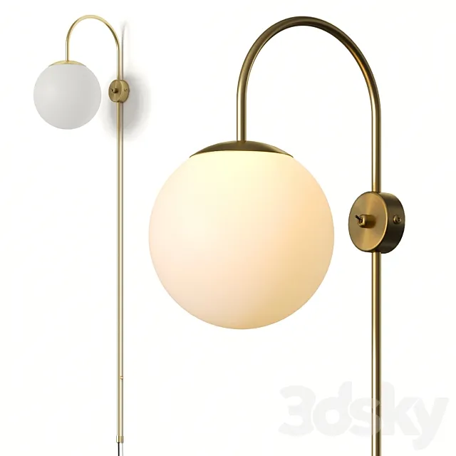 La Redoute Moricio Brass And Opaline Wall Lamp 3D Model La Redoute Moricio Brass And Opaline Wall Lamp 3D Model