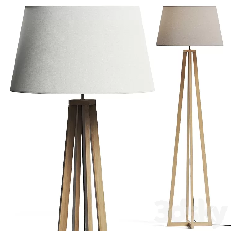 La Redoute Natural Wood Floor Lamp 3D Model