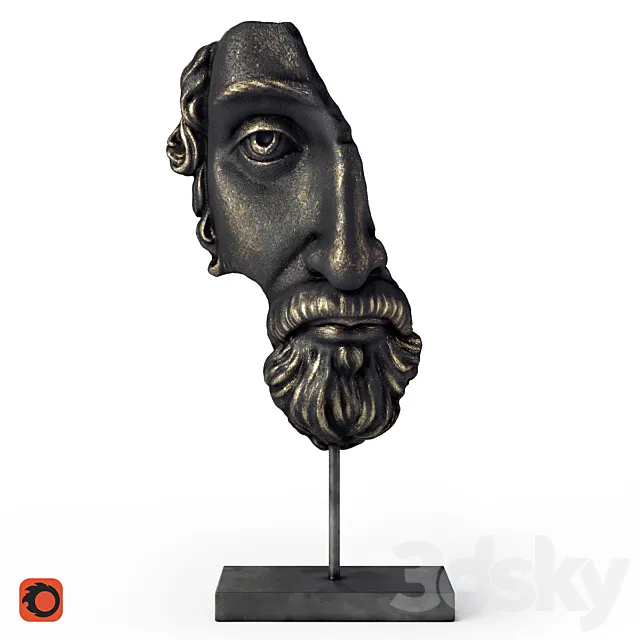 La Redoute Waraji Face Shaped Figurine 3D Model La Redoute Waraji Face Shaped Figurine 3D Model