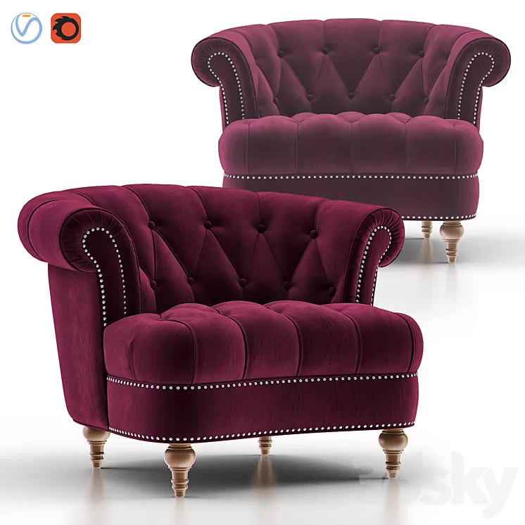 LA ROSA TUFTED Accent Armchair 3D Model