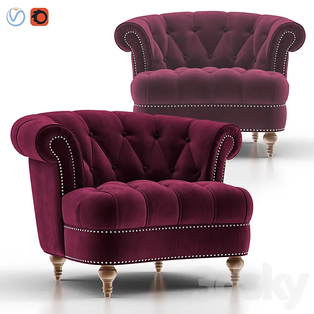 LA ROSA TUFTED Accent Armchair 3DModel