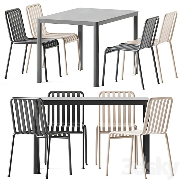 La Table by Arrmet and Palissade Chair by Hay 3D Model Free Download