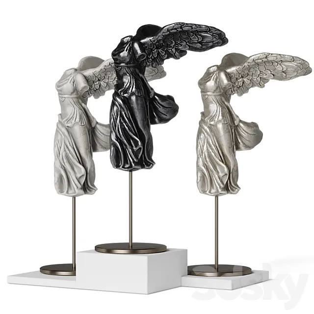 La victoire de samothrace statuette set 3D Model