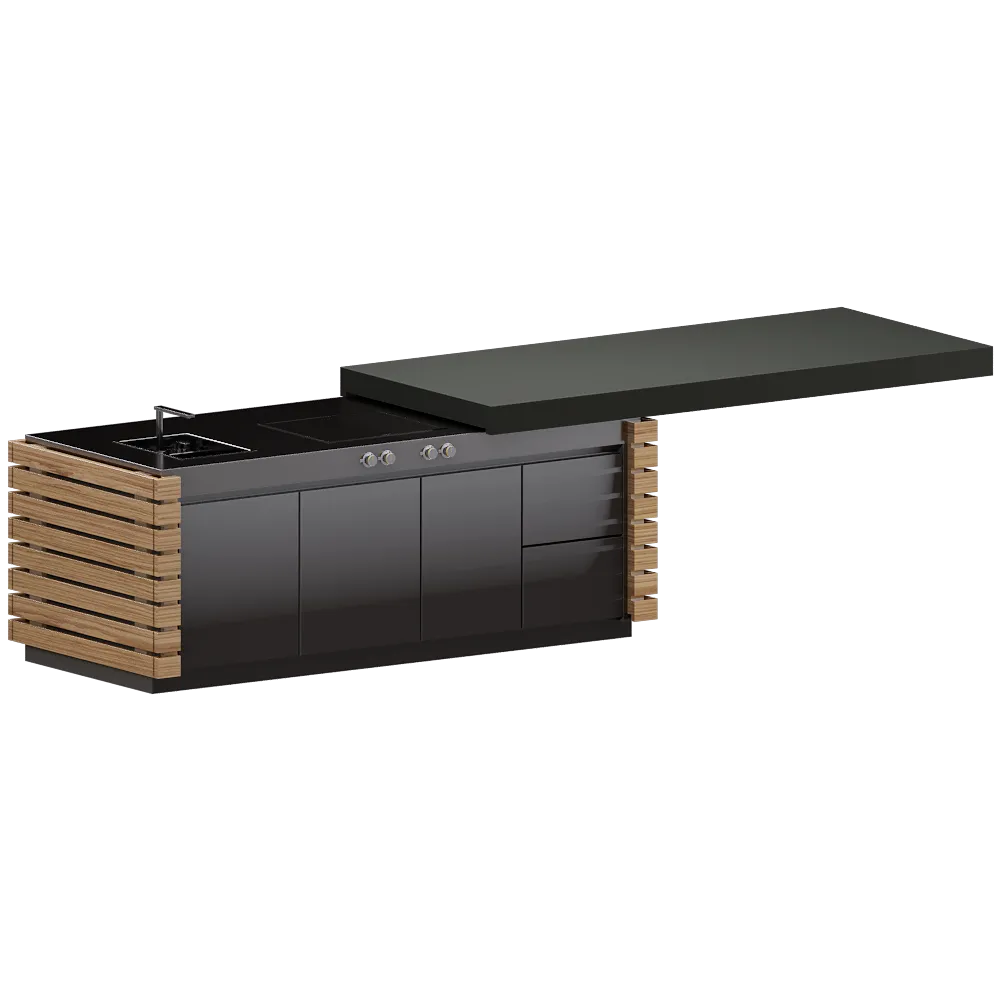 Laboratorio Mattoni – Integrated system for cooking and storage with sliding top Ludovica 3D Model