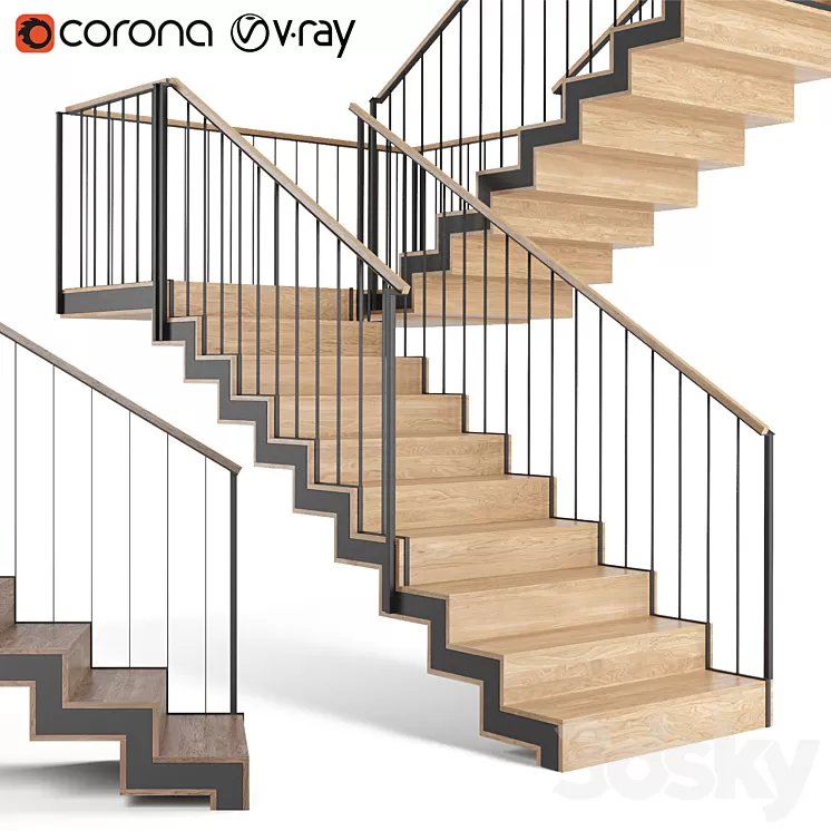 Ladder on a metal frame 3D Model