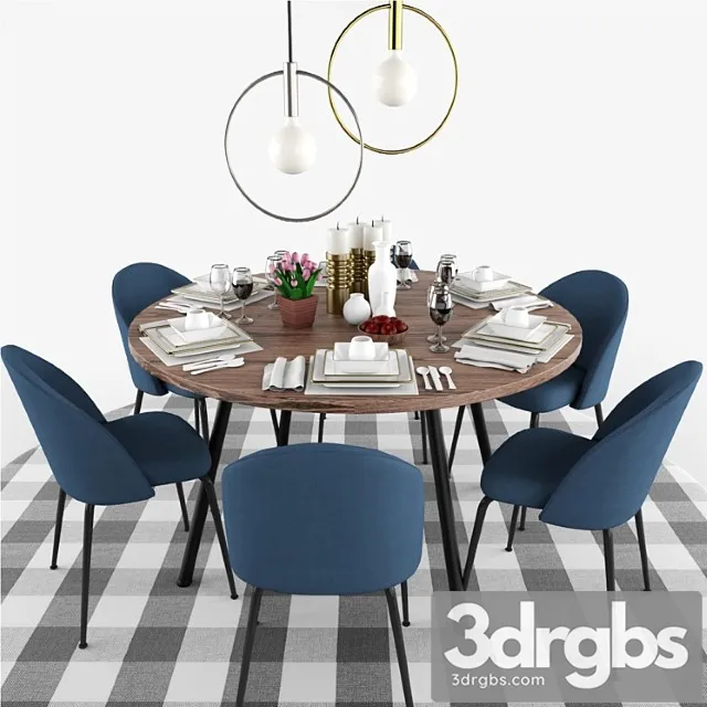 Laforma mystere dining chair table set 2 3D Model Download