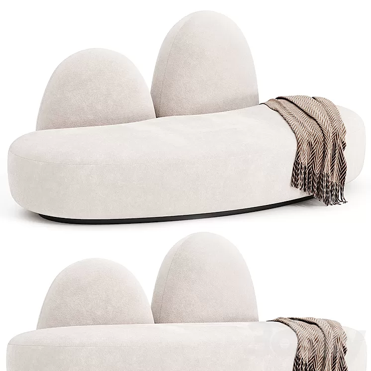 LAGU FUYU Curved 2 seater fabric sofa 3D Model Free Download