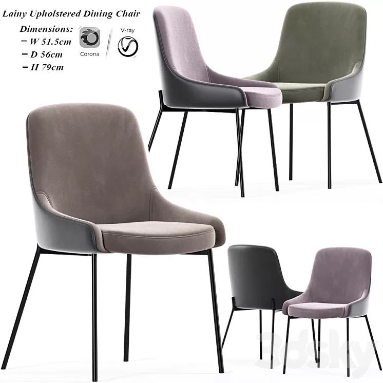 Lainy Upholstered Dining Chair 3D Model Lainy Upholstered Dining Chair 3D Model