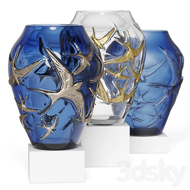 Lalique vase hirondelles 3D Model