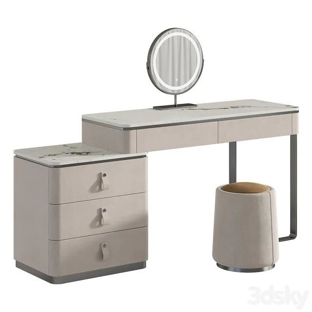 Lalume dressing table with makeup mirror 3D Model
