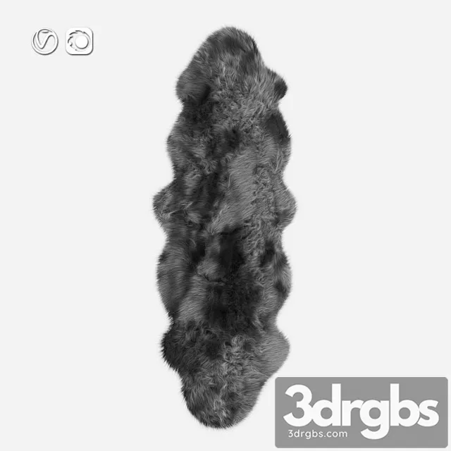 Lambskin rug black and white 3D Model Download