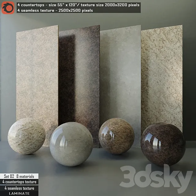 Laminate countertops & Seamless texture Set 02 3DModel