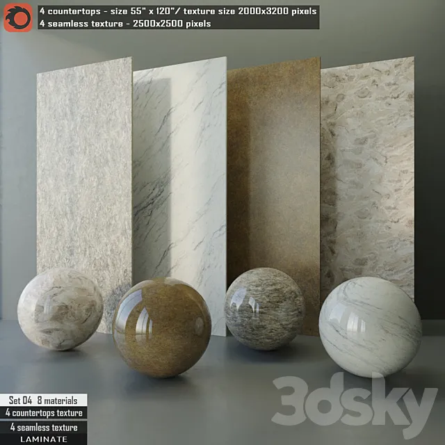 Laminate countertops & Seamless texture Set 04 3DModel