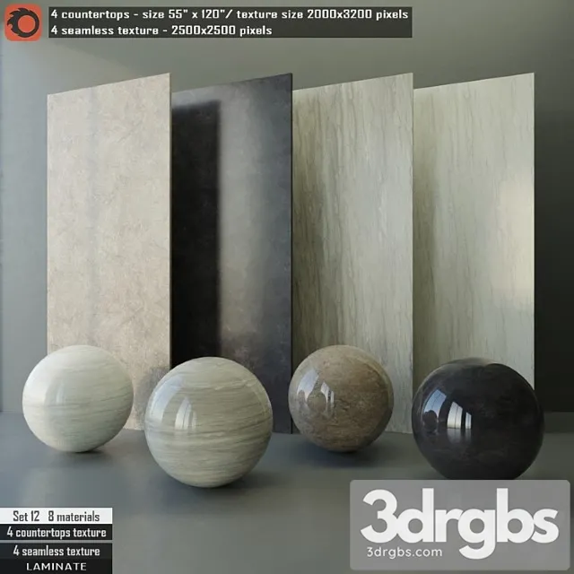 Laminate countertops & seamless texture set 12 3D Model Download